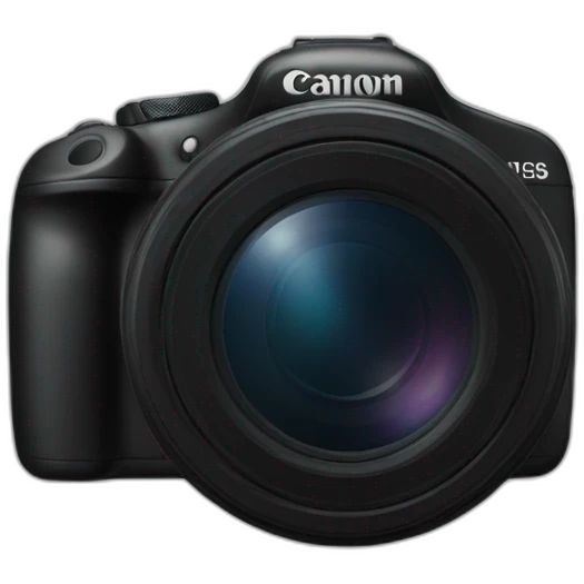Canon Camera black with black lens no text besides the canon logo emoji
