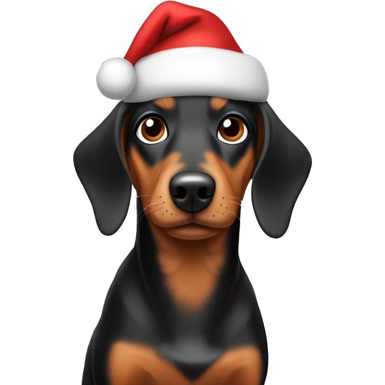 Dachhund Wearing christmas hat emoji