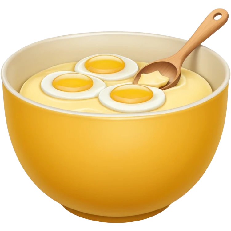 baking preperation with mixing bowl with uncracked eggs and butter emoji