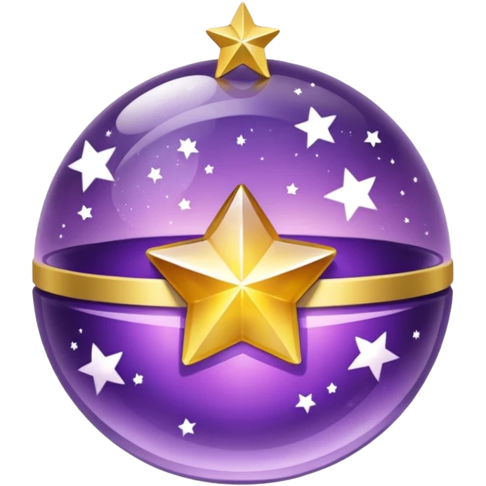 Bola de cristal roxa com estrela dourada brilhante dentro emoji