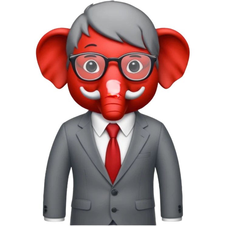red elephant in a suit and glasses emoji