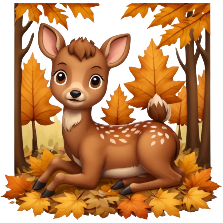 Baby deer bambi in autumn  emoji