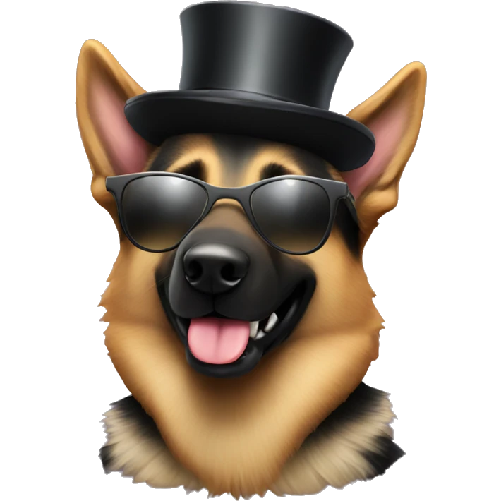 German shepherd with sunglasses and a top hat  emoji