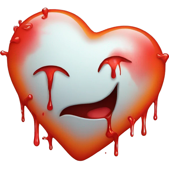 red heart glowing red-orange with bleeding wound emoji