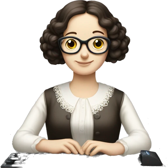 Ada Lovelace - no glasses - typing on a computer emoji