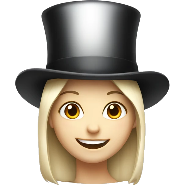 smiling girl white skin, in top hat emoji