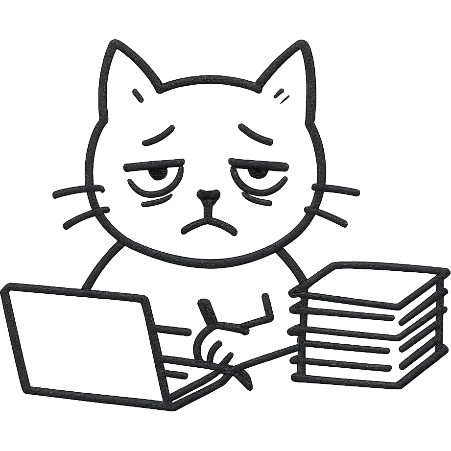 a tired cat because of work emoji