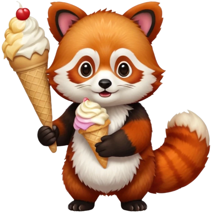 red panda with ice cream emoji