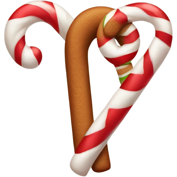 Candy cane with ginger bread  emoji