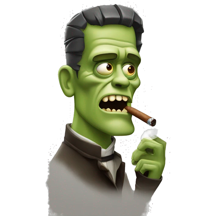 Frankenstein monster smoking cigar emoji
