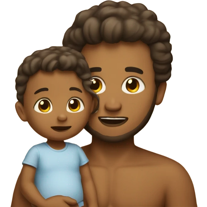 A tan man with his baby toddler girl  emoji