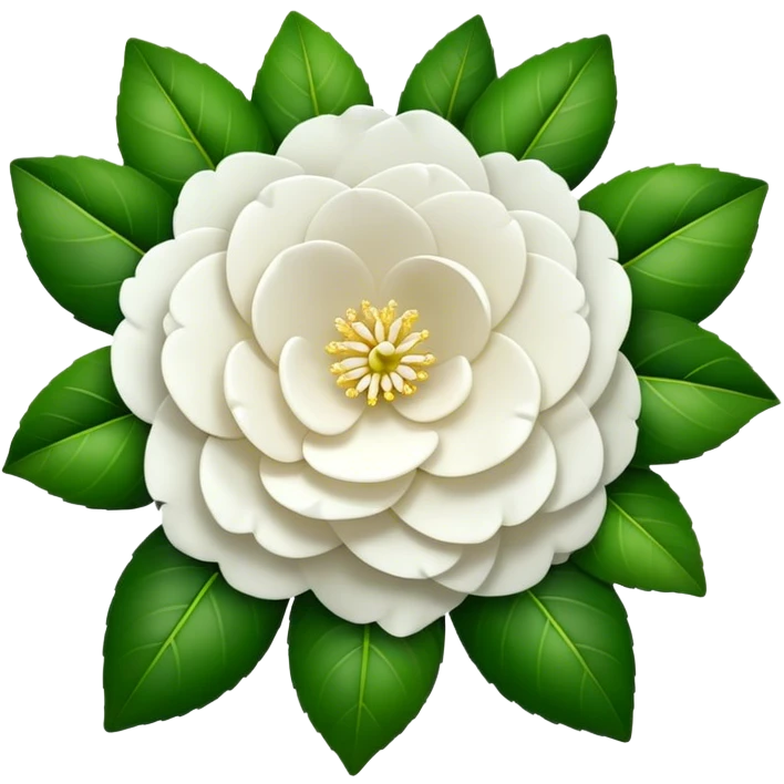 big bouquet White Camellia, luxuriant, stem, leaf emoji