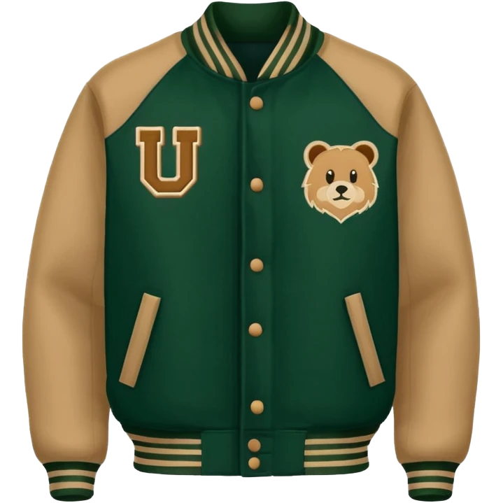 Dark green and tan varsity football letterman jacket emoji
