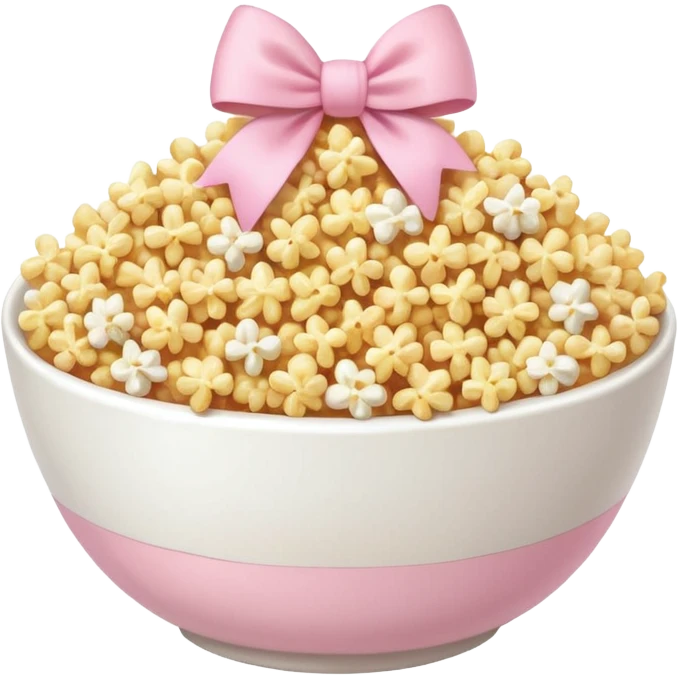 popcorn soft texture in white bowl with pink pastel bow emoji