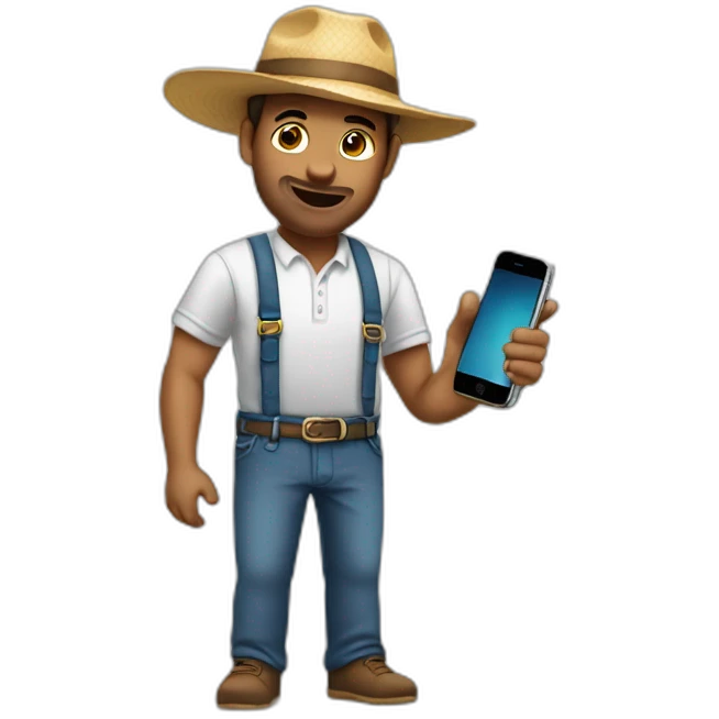 vendedor de iphones mostrando uno emoji