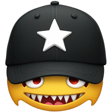 baseball cap black star and fangs  emoji