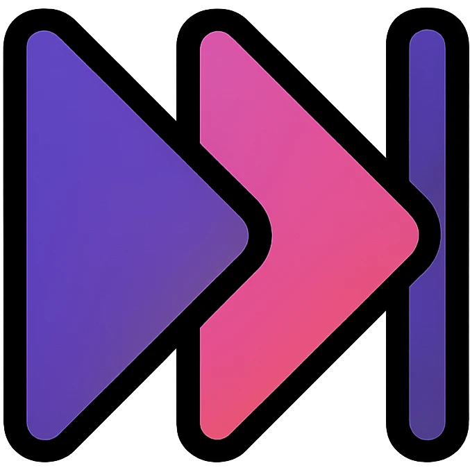 two left-pointing triangles or left-pointing triangle with vertical line previous symbol, purple and pink galaxy tones, orange neon glow border emoji