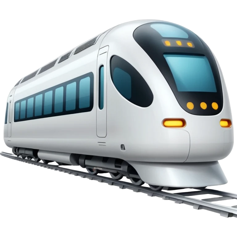 futuristic white train, apple style emoji, inspired by reference image emoji