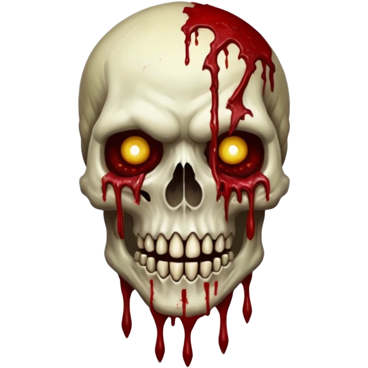 A Hideous mutated monster covered in rotton flesh and bloodin the style of your bleeding skull art, full body. Final boss character emoji