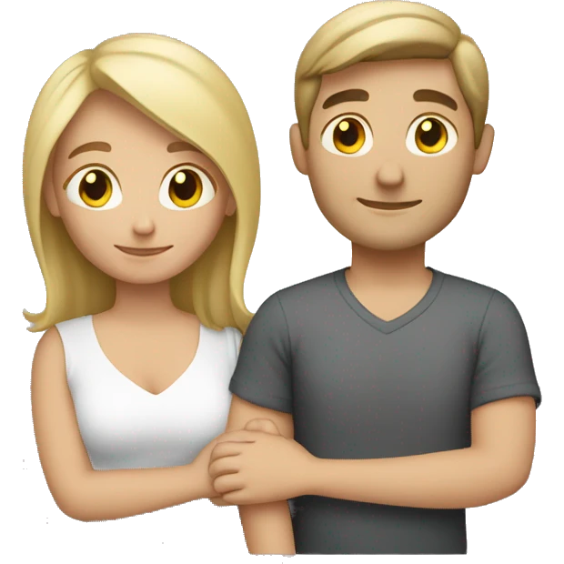 Caucasian couple hugging emoji