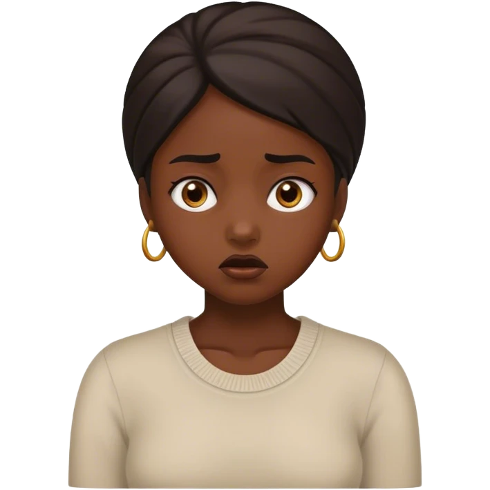 darkskin girl thinking and confused emoji