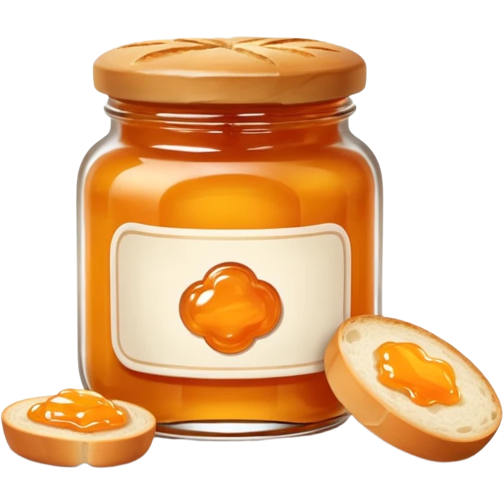 Hermès-style bread with orange jam jar, elegant, luxury, minimal, cute emoji style emoji