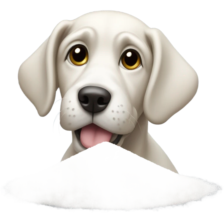Dog smelling a pile of sugar emoji