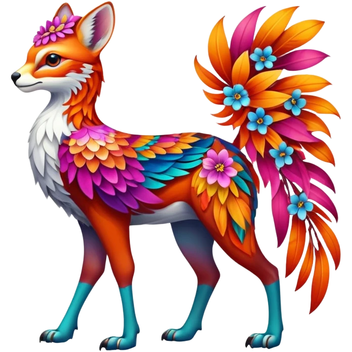 Multicolored floral exotic Falvie-Fionbri, full body emoji