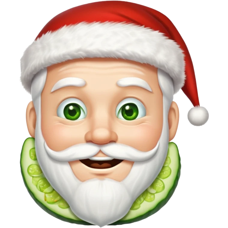Santa with cucumber slices on his eyes emoji