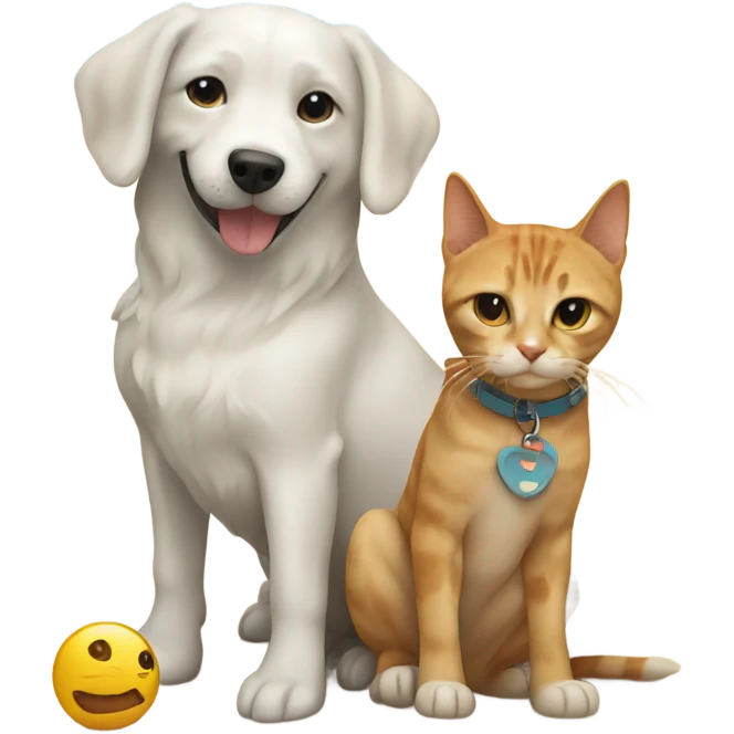 Dog with a cat on a beach  emoji