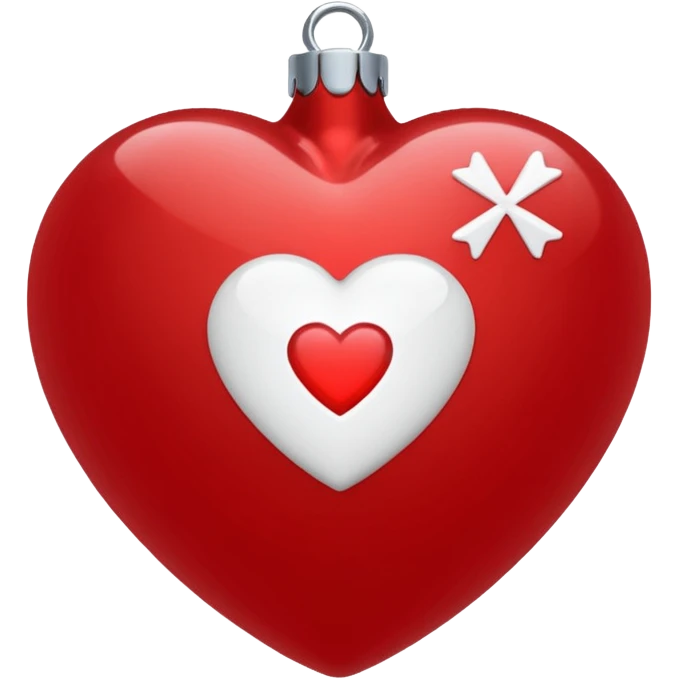 red Christmas heart-shaped ball with white "S" logo emoji