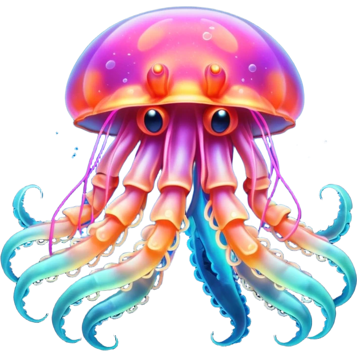 Neon glowing jellyfish-crab-squi emoji