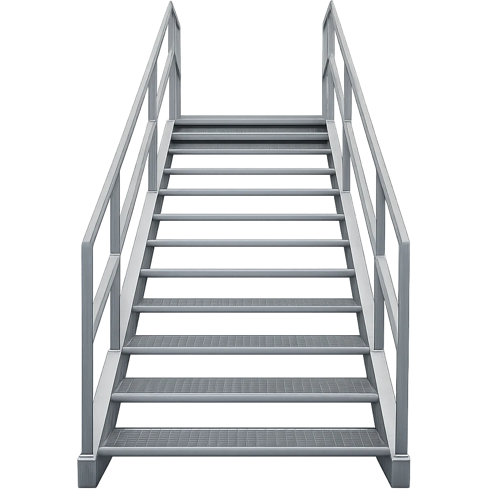 straight outdoor metal staircase with railings on both sides, straight view, 10 steps emoji