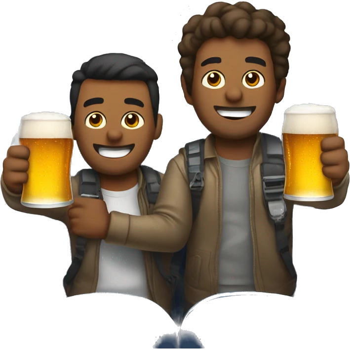 two Guys drinking beer riding a plane emoji