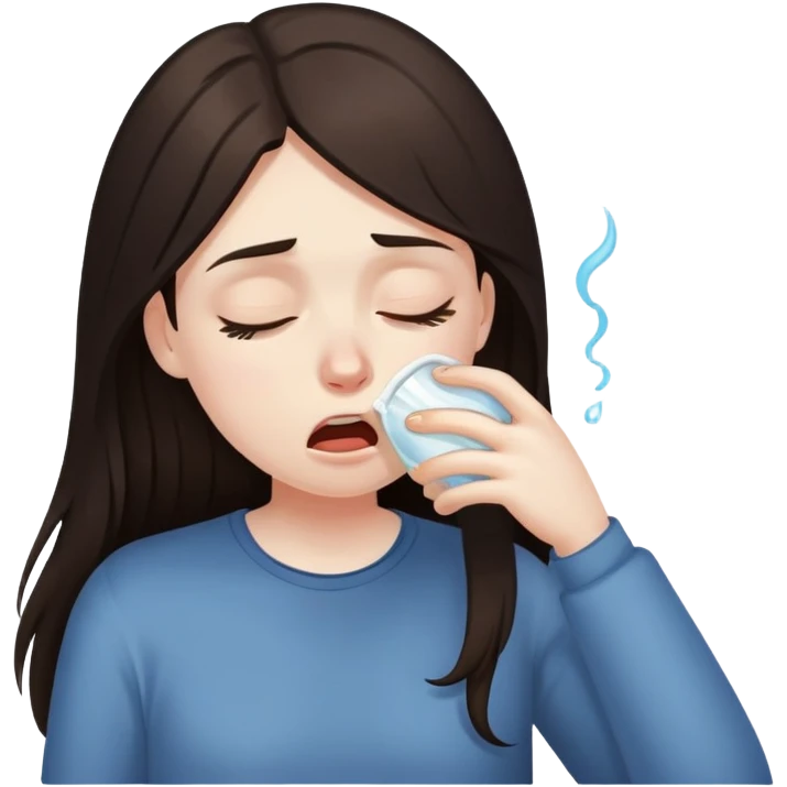 girl with long dark brown hair and pale skin hungover vomiting emoji