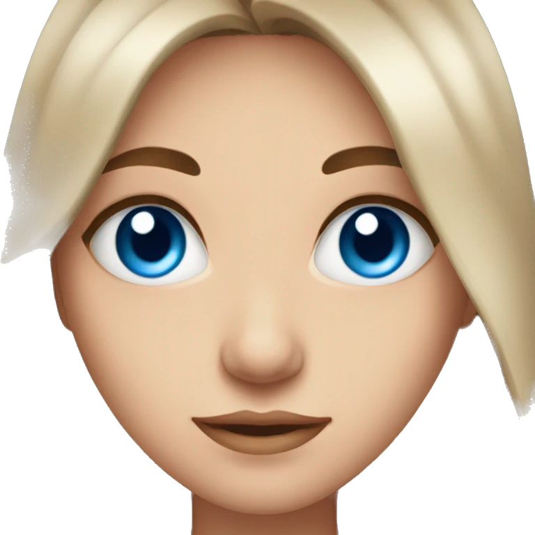 Pretty girl with blue eyes and long brown hair emoji