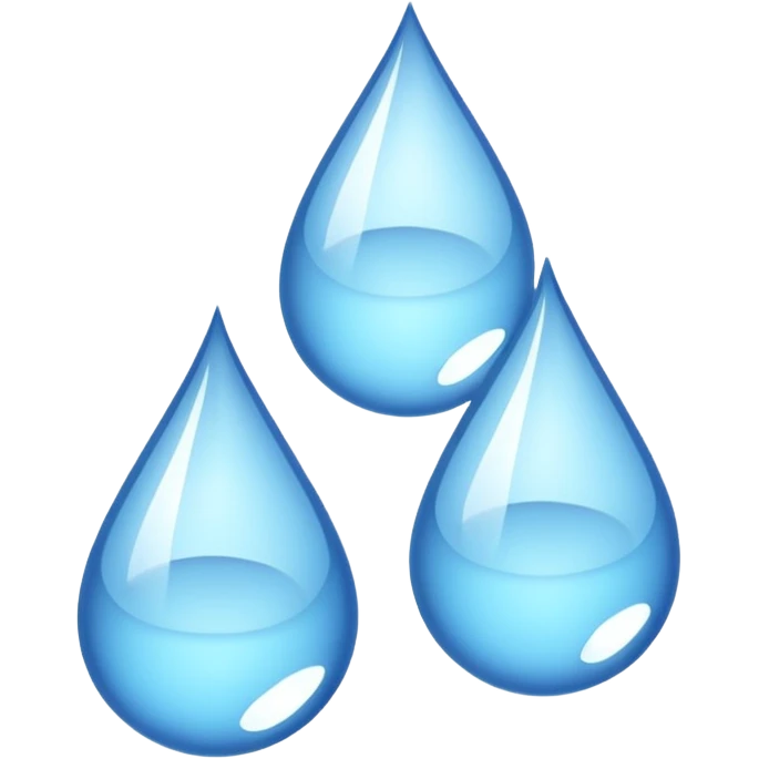 three equally sized droplets stacked on top of each other with two other droplets going outward from the middle droplet emoji
