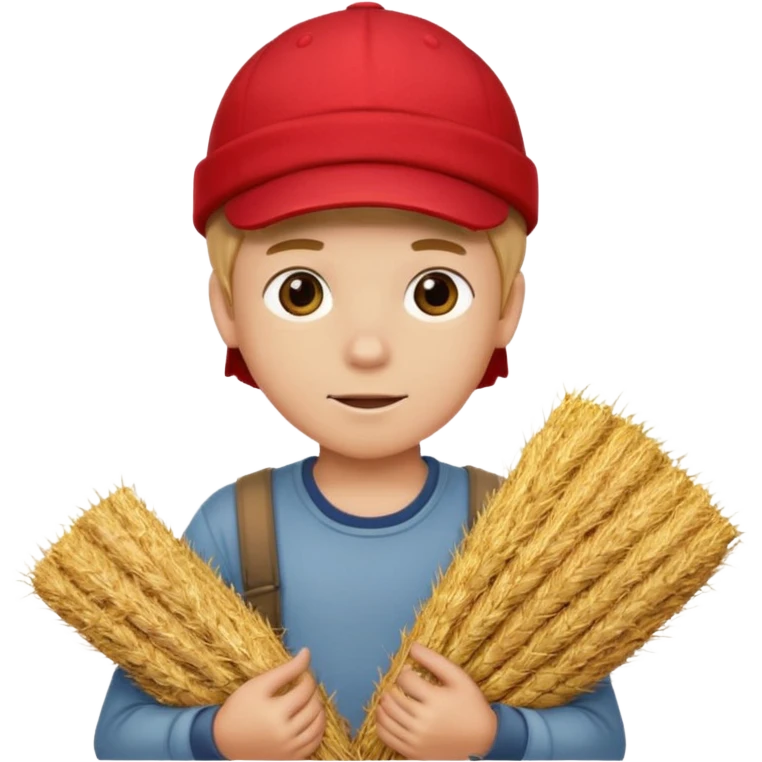 Boy helping farm – Red cap, carrying hay


 emoji