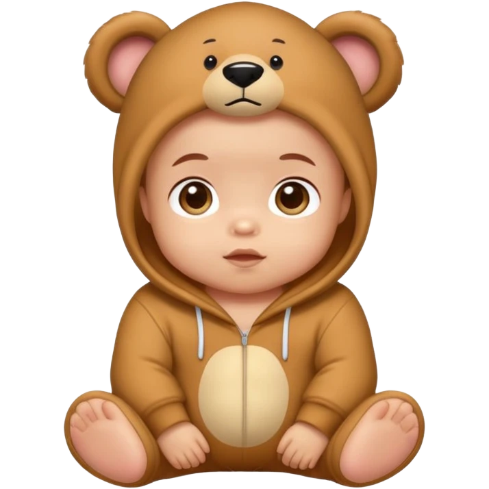 Light skinned baby wearing a bear onesie emoji