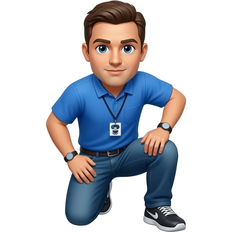 football coach in a blue shirt raising and touching his knee emoji