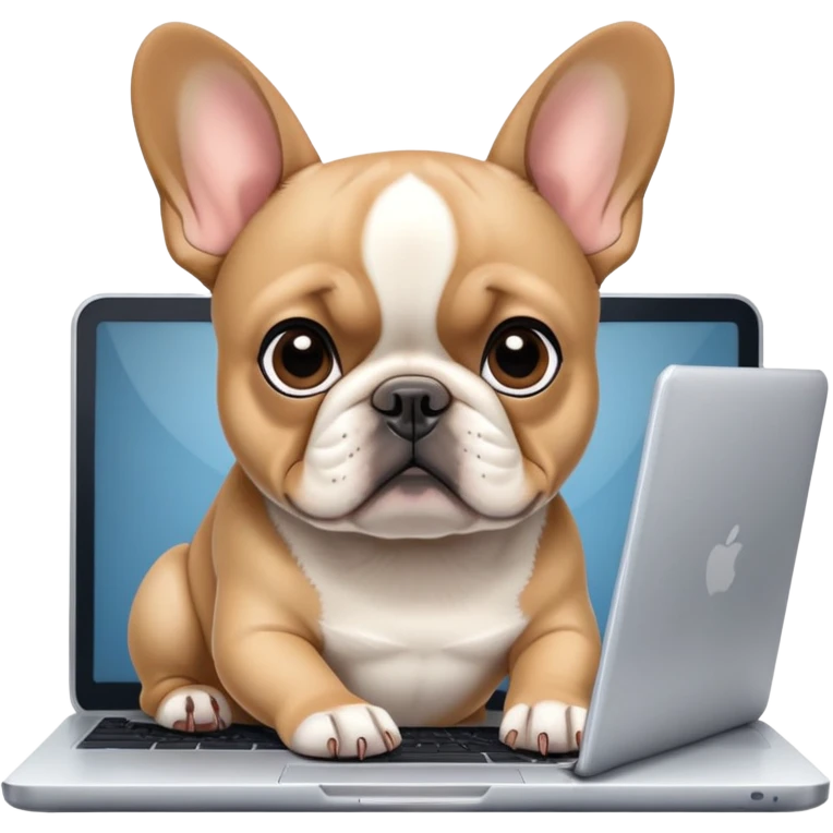 Fawn French bulldog work laptop  emoji