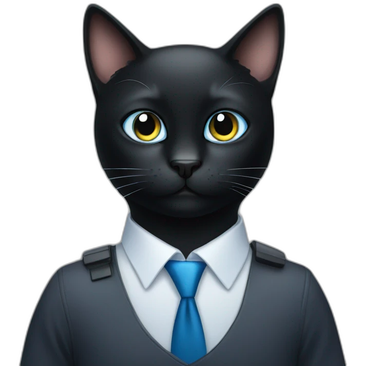 black cat with blue eyes goes to work emoji