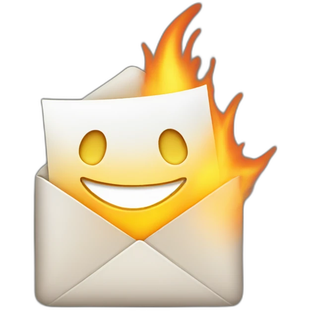 Iphone mail with the notification flaming emoji