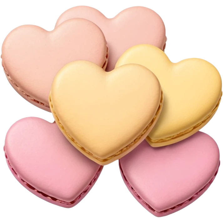 Macaroons in the shape of hearts in soft pink, beige and yellow pastel colors emoji