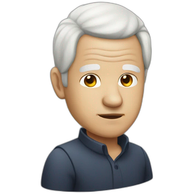 Old man with white hair balding front and ponytail emoji