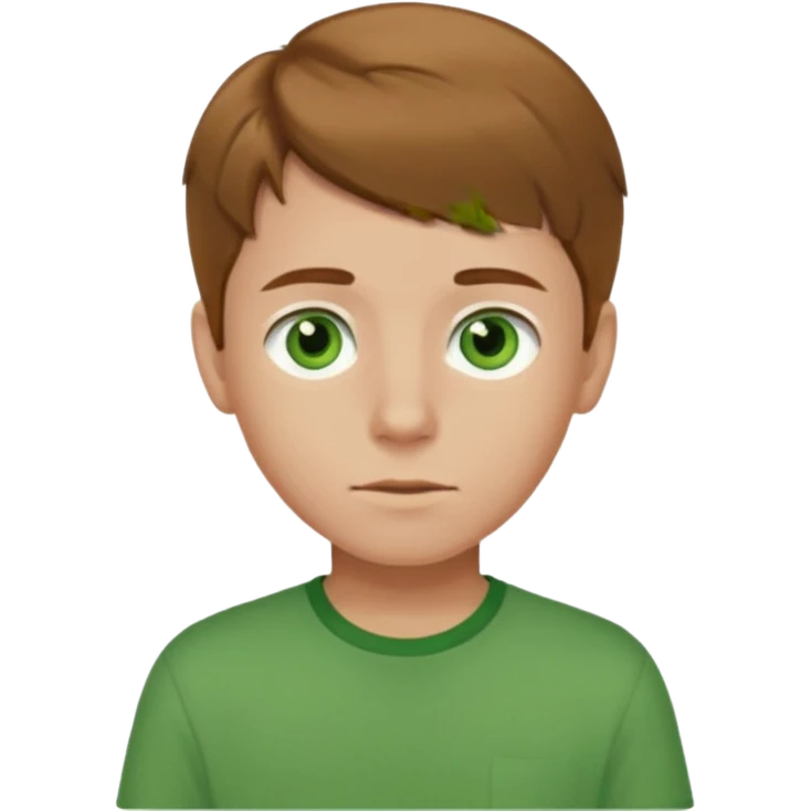 boy with light brown hair and green eyes with green shirt emoji