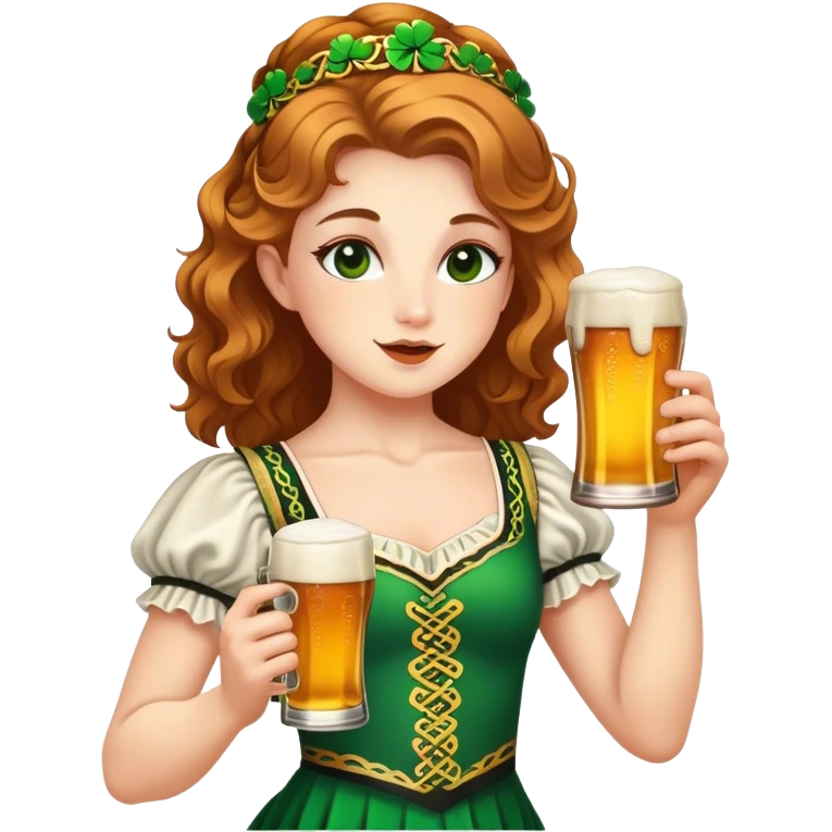 Irish dancer drinking a beer emoji