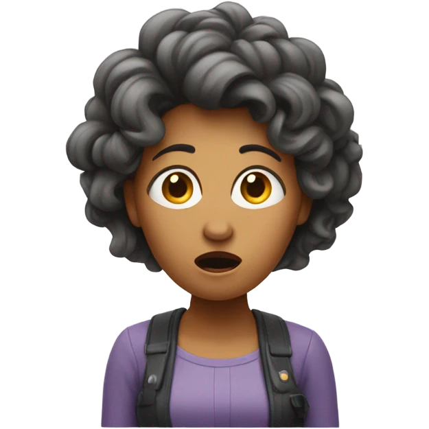 Woman with shocked expression and hair straight up emoji