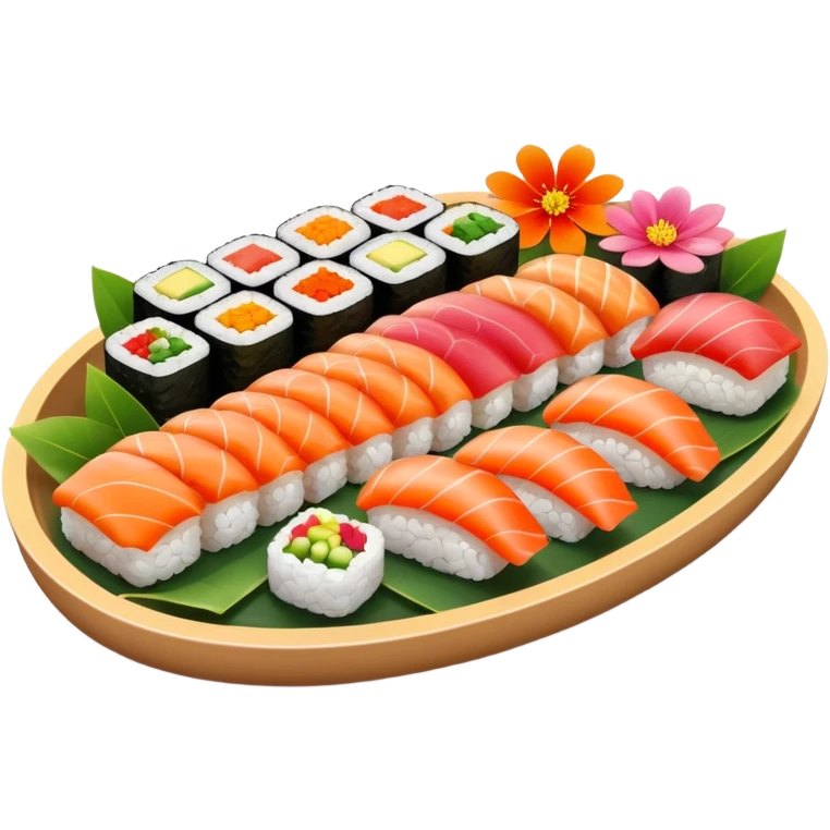 Sushi platter with flower on it emoji
