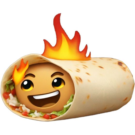 A burrito on fire emoji
